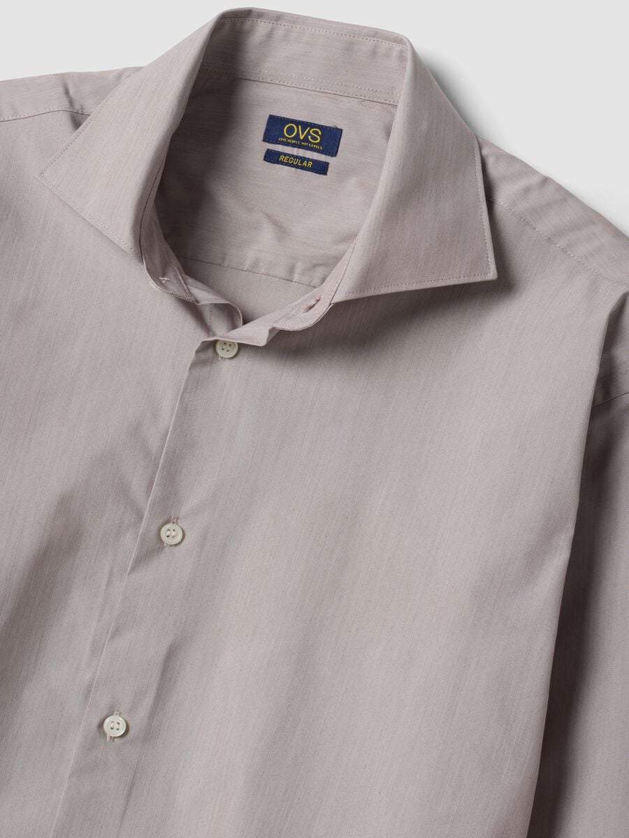Grey poplin shirt in lyocell blend with easy-iron French collar_1
