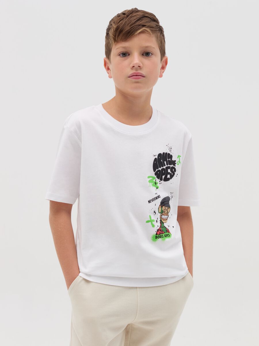 Cotton T-shirt with Army of Apes print_0