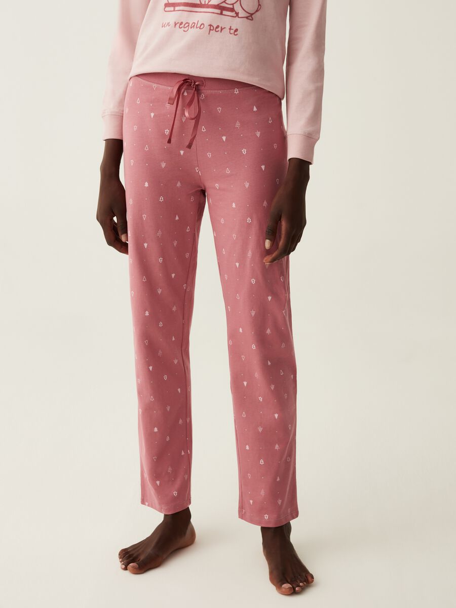 Long cotton pyjamas with glitter print_3