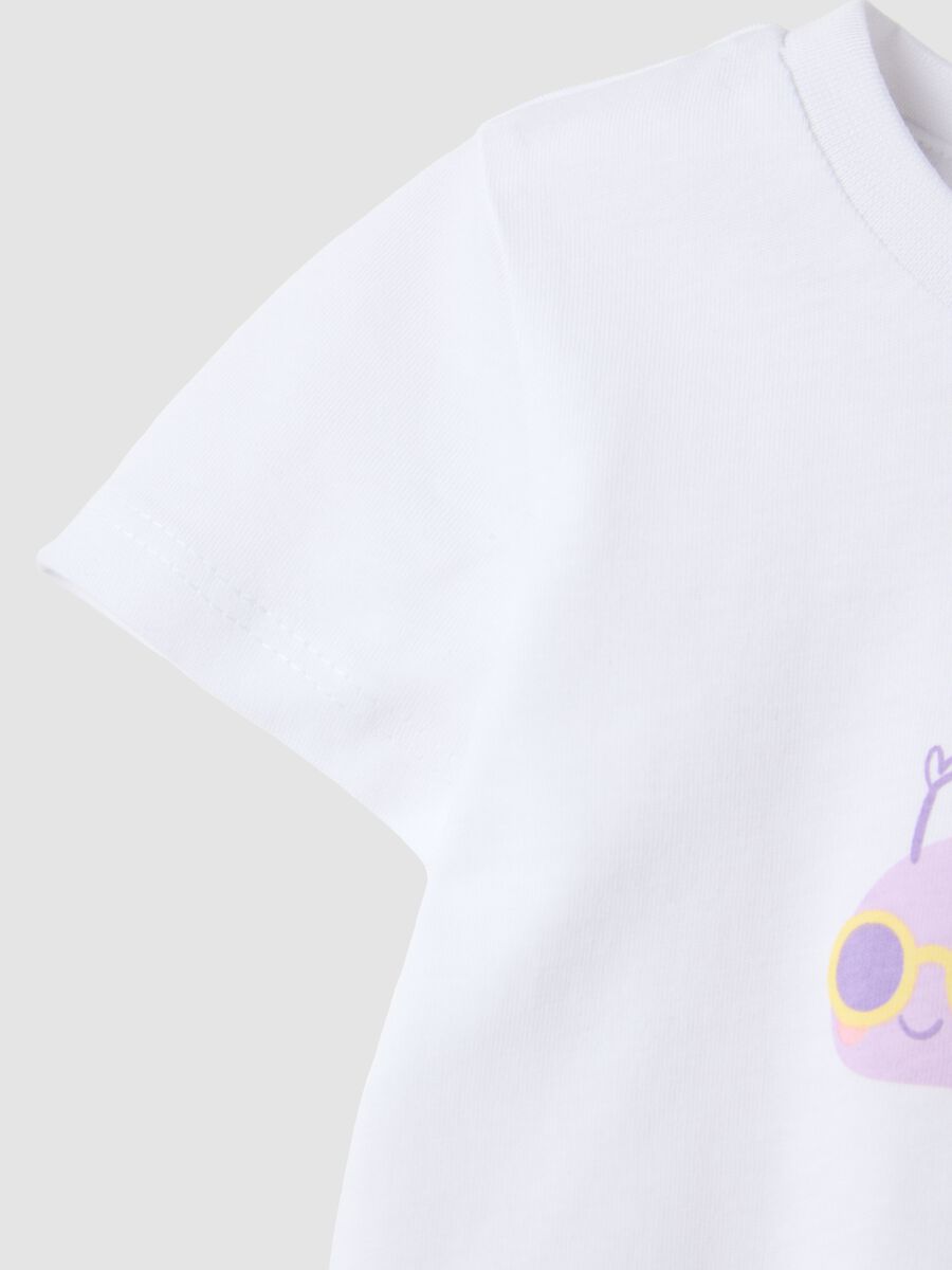 White pure cotton girl's T-shirt regular fit with print_3