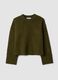 Green stretch wool crew-neck oversized jumper_4