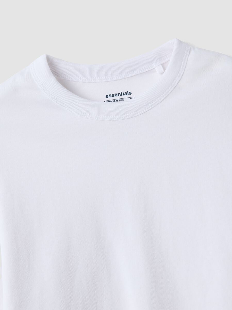 Wei&szlig;es T-Shirt aus reiner Baumwolle mit Rippkragen f&uuml;r M&auml;dchen_2