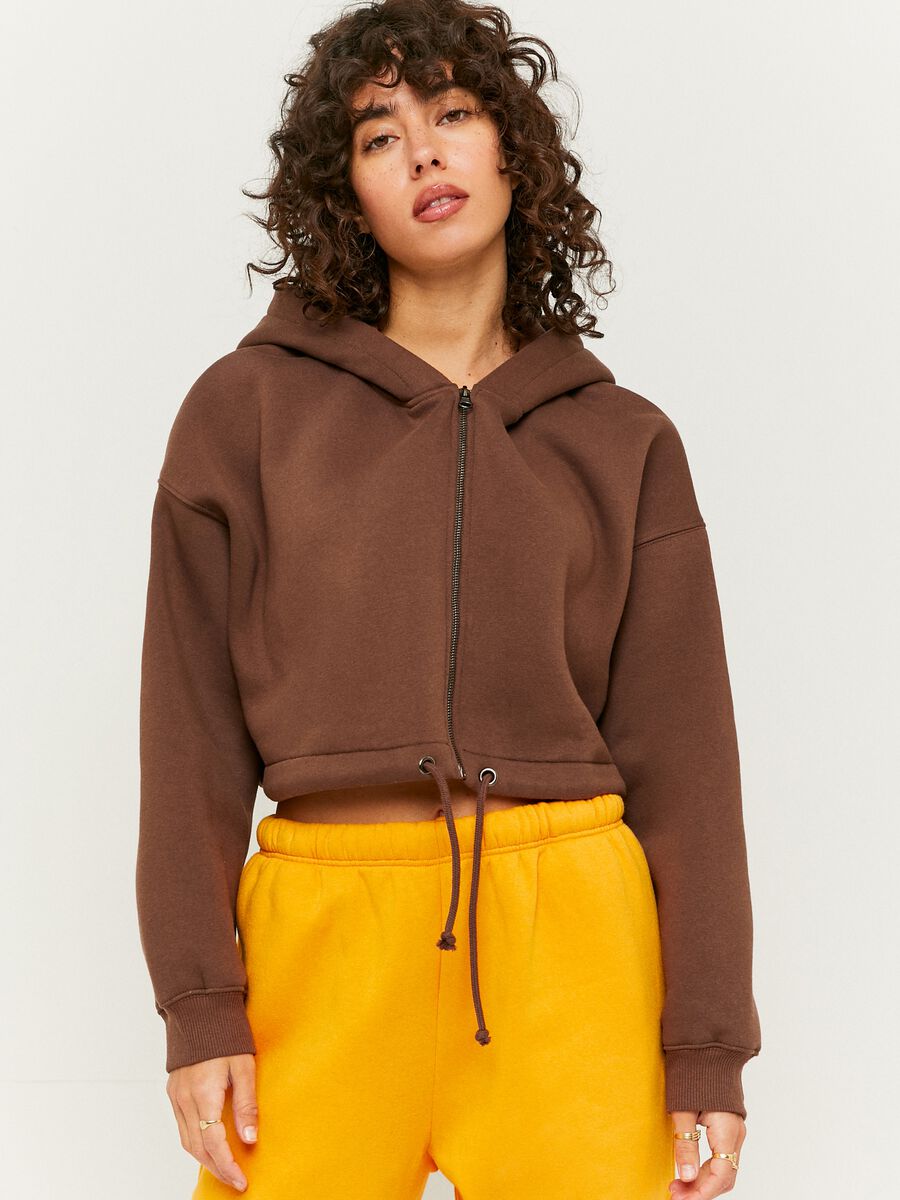 Cropped full-zip sweatshirt with hood_0