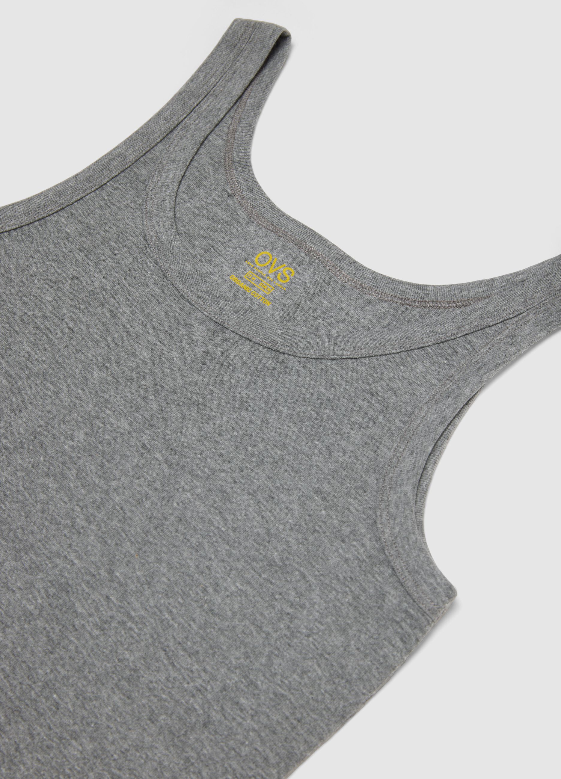 Grey pure cotton regular fit tank top