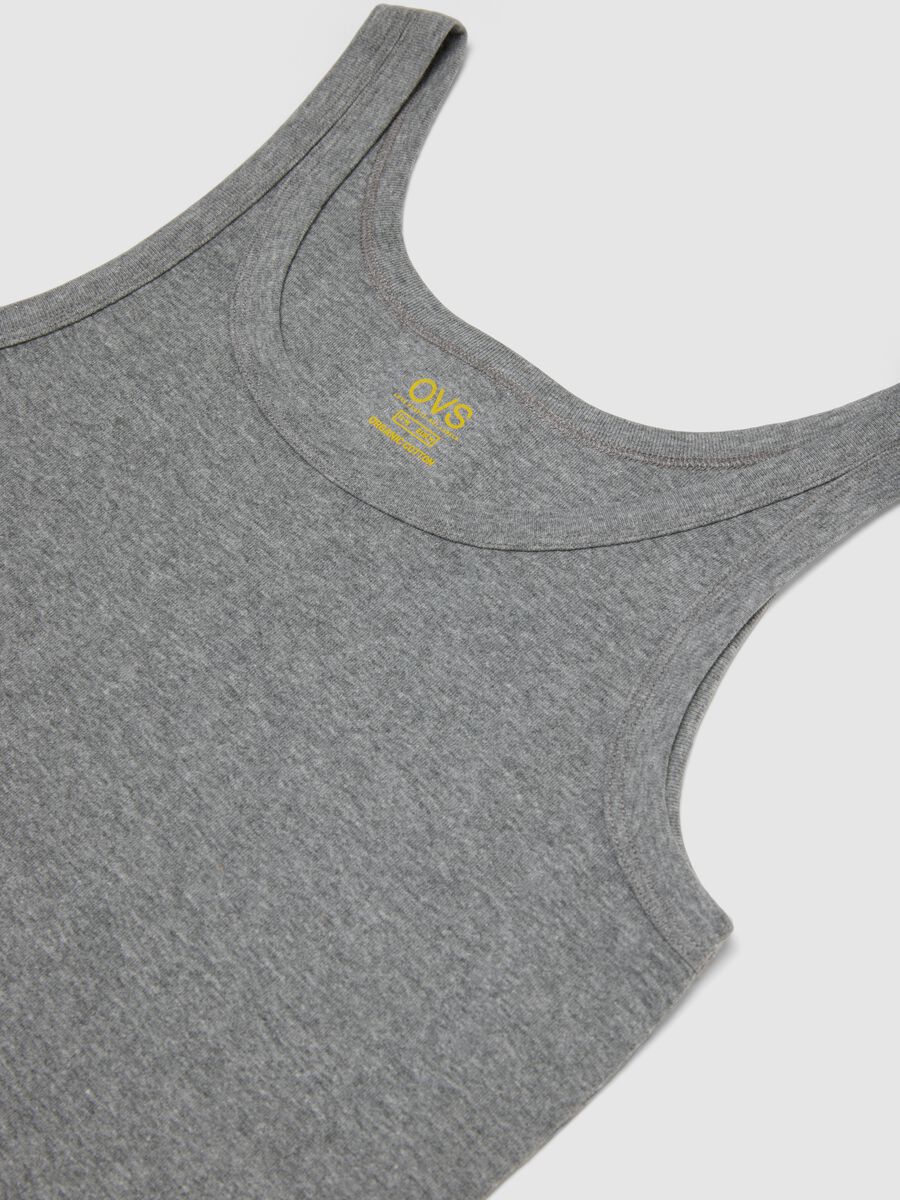Grey pure cotton regular fit tank top_5