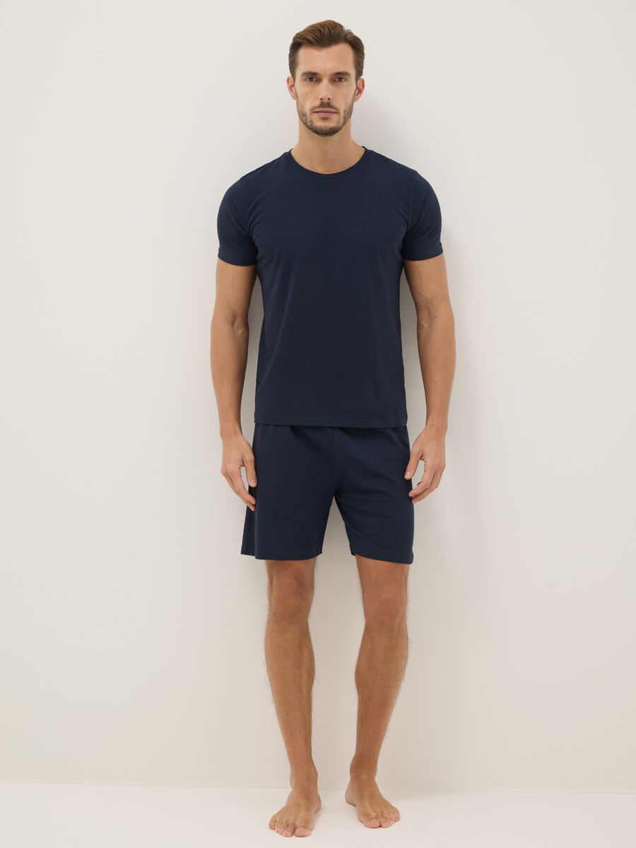 Blue Short Pyjama in Pure Cotton Regular Fit_0