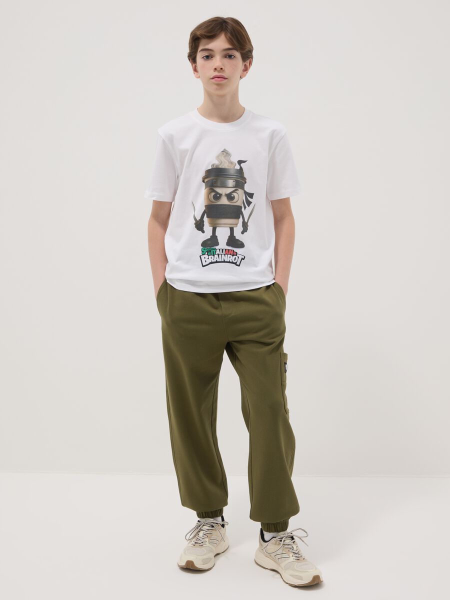 Boys' green pure cotton jogger trousers regular fit_0