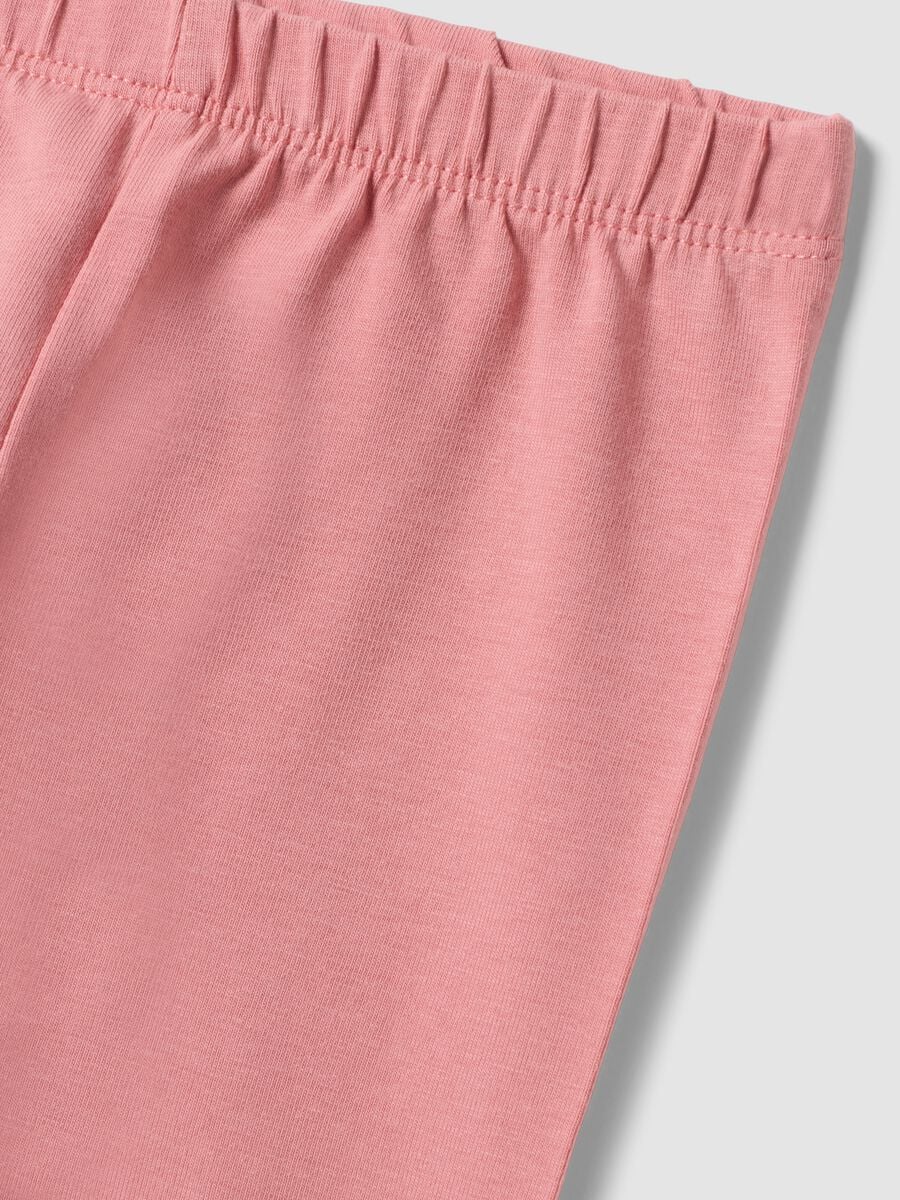 Pink slim-fit stretch organic cotton leggings for baby girl_2