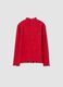 Red stretch cotton top with glitter bows_1