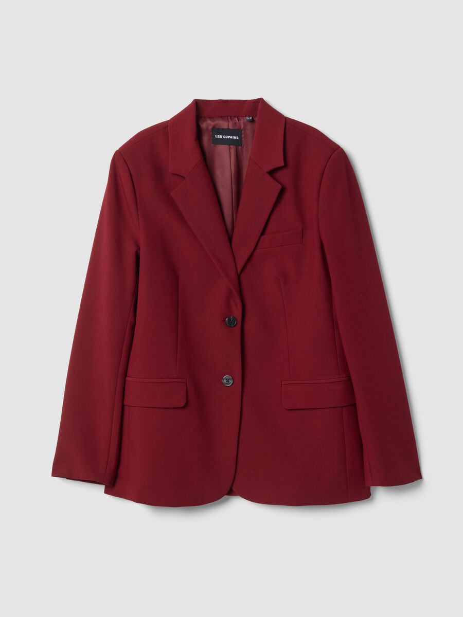 Red stretch viscose-blend regular-fit blazer with classic lapels_0