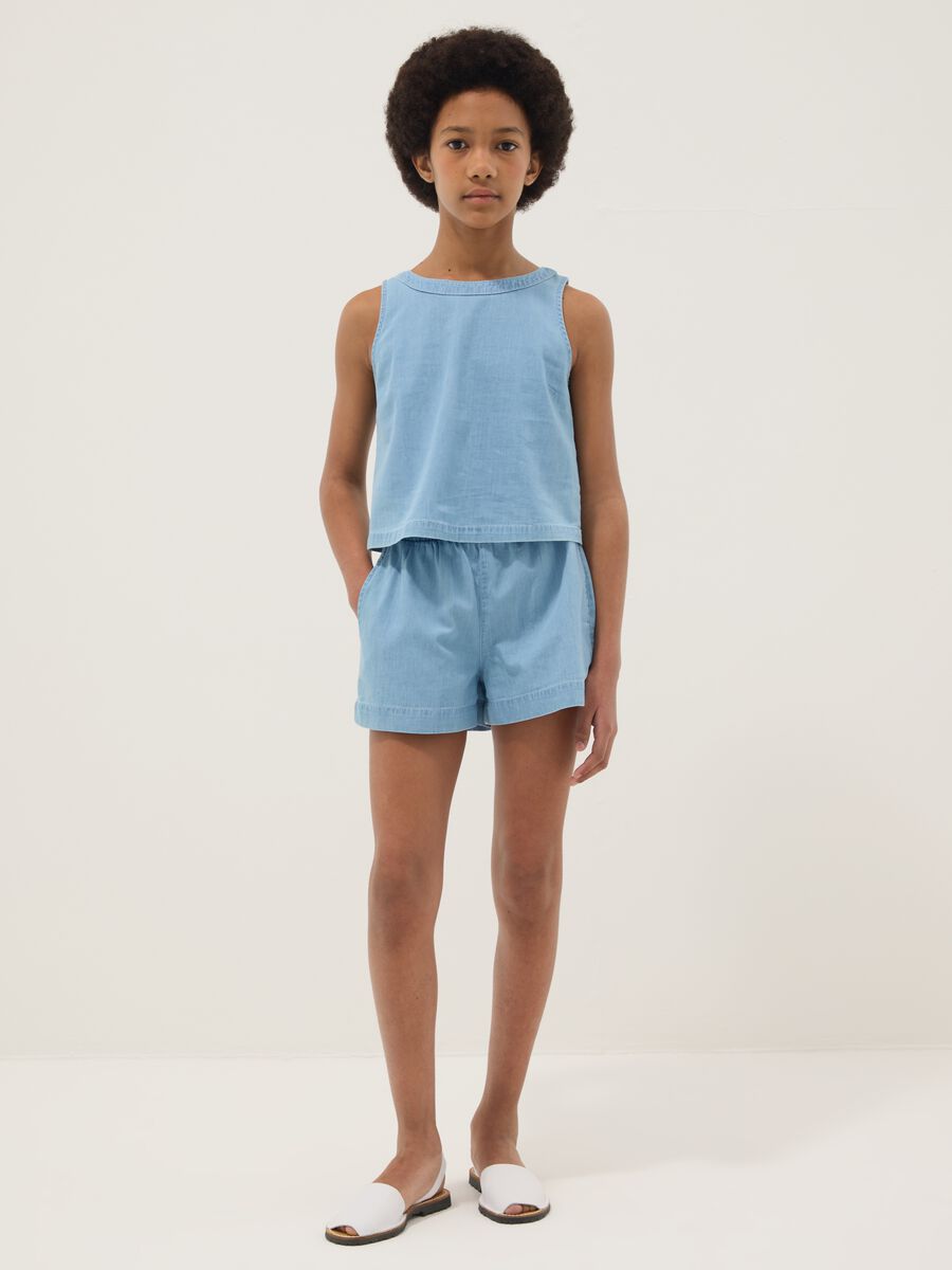 Short vaquero azul claro 100% algod&oacute;n para ni&ntilde;a, corte regular_0