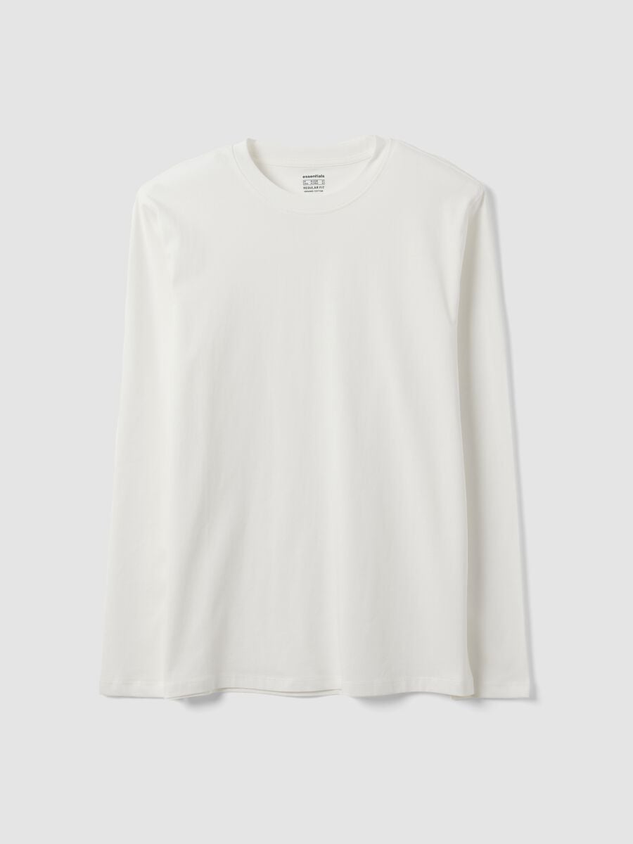 White long-sleeved crew-neck T-shirt in pure organic cotton_4