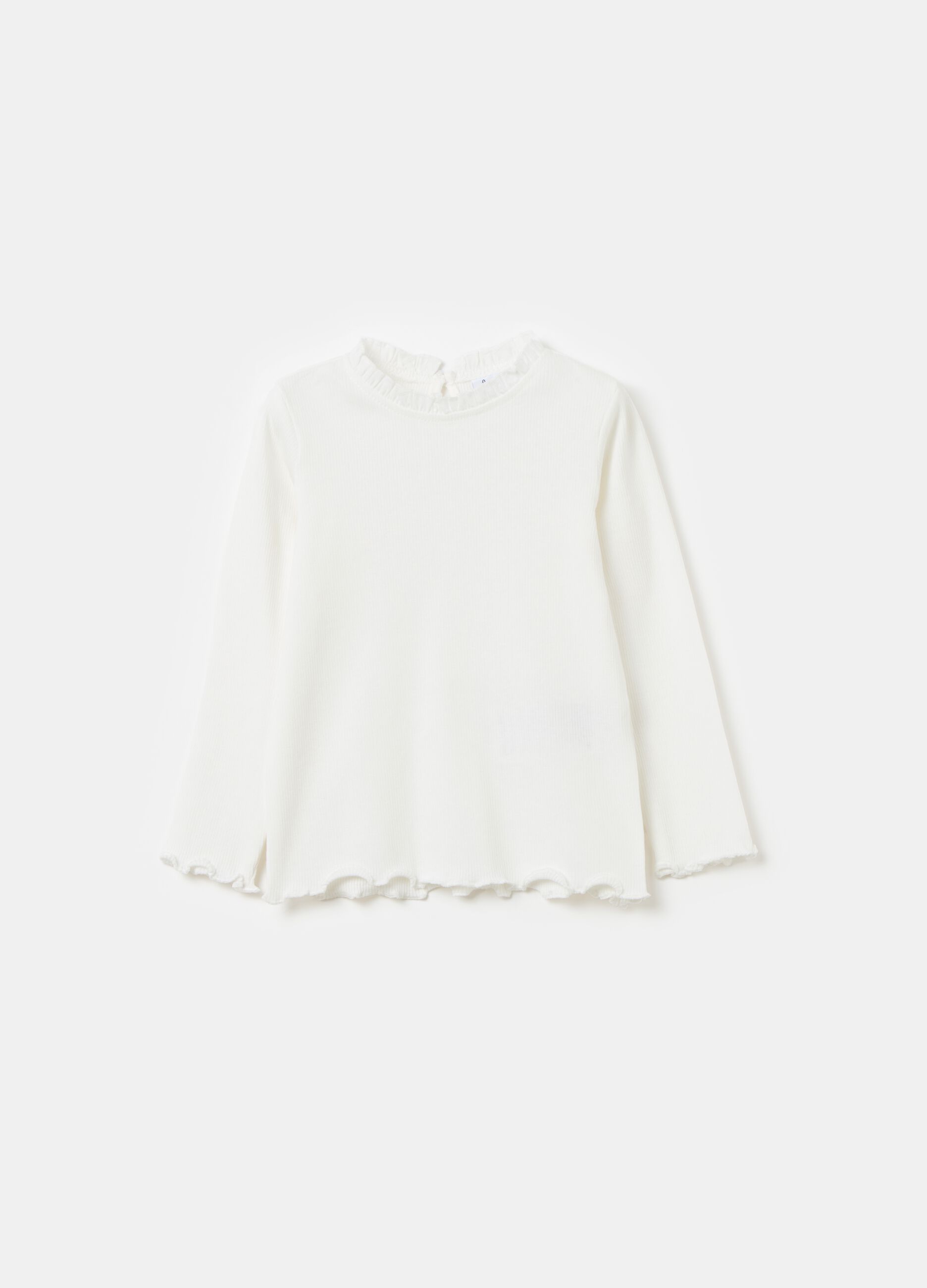 T-shirt with long ribbed sleeves