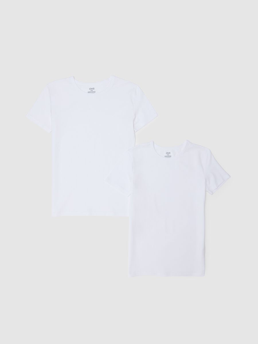 Children's white stretch cotton t-shirt twin pack, regular fit_0