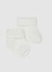White stretch cotton blend newborn booties_0