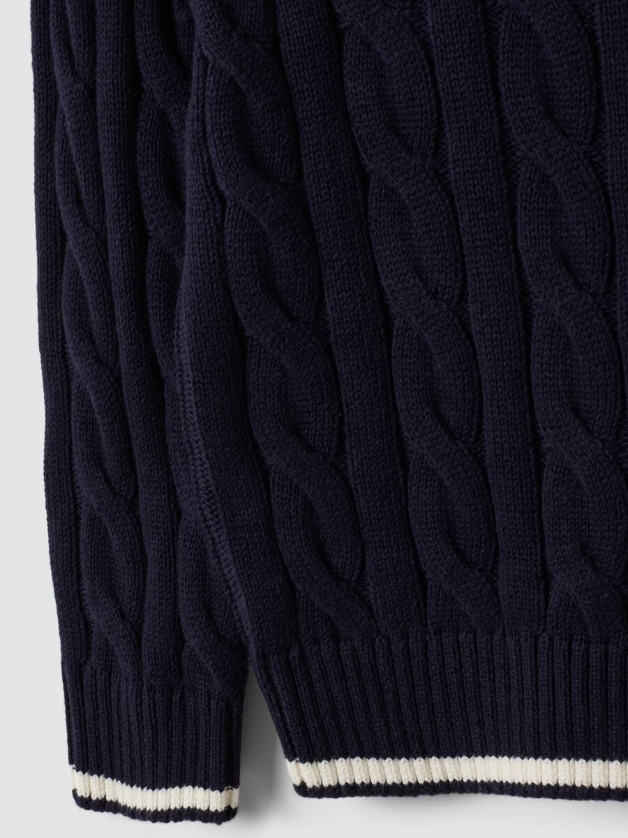 Maglia blu in puro cotone a trecce over fit per bambino_3