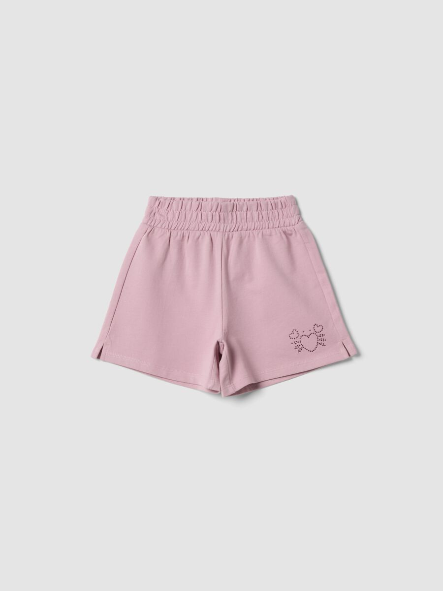 Short rose en pur coton pour fille avec taille &eacute;lastiqu&eacute;e_0