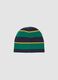 Multicolour striped stretch cotton hat with &lsquo;Club&rsquo; slogan_2