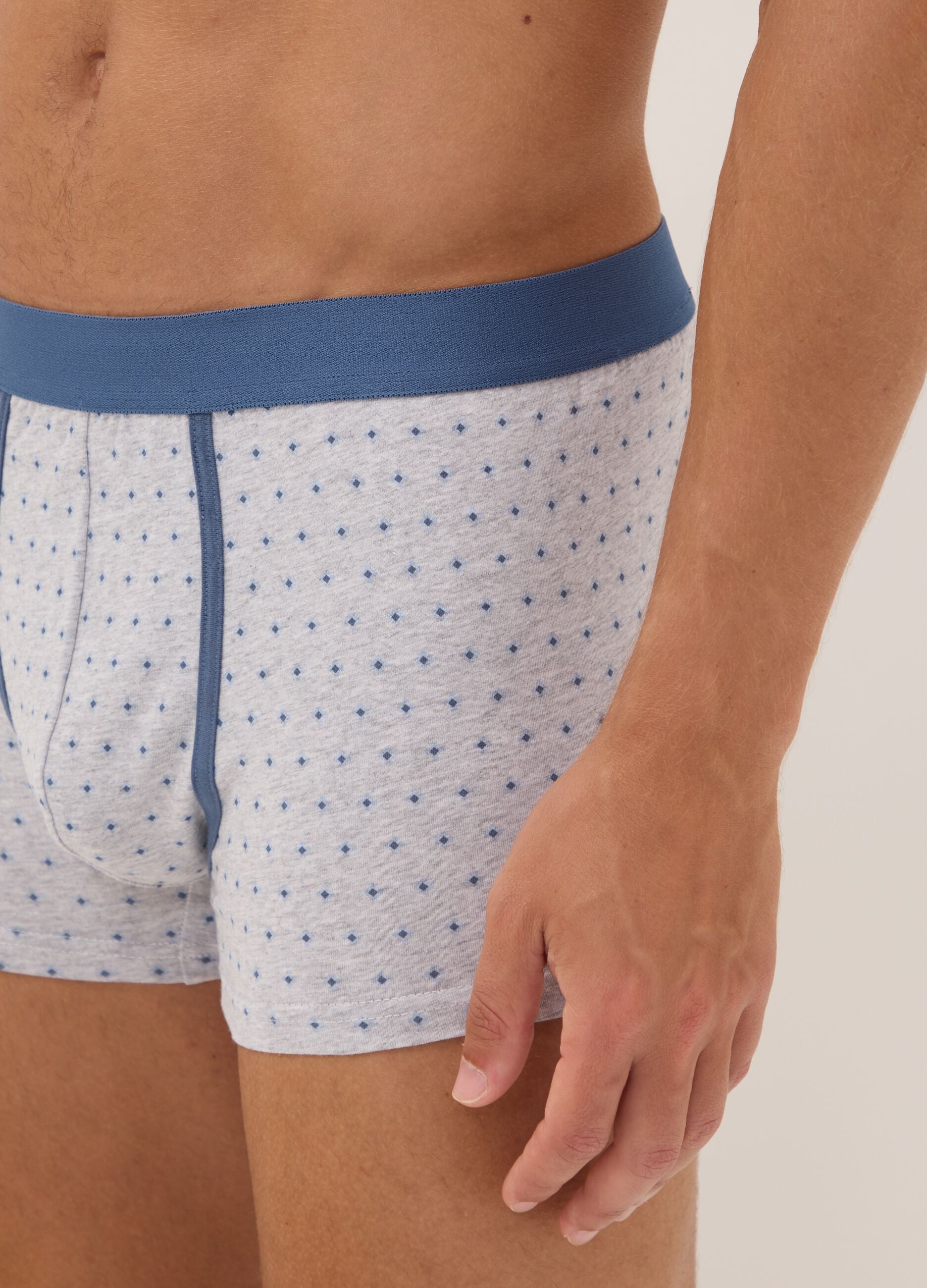 Three-pack of grey polka-dot organic stretch cotton boxers