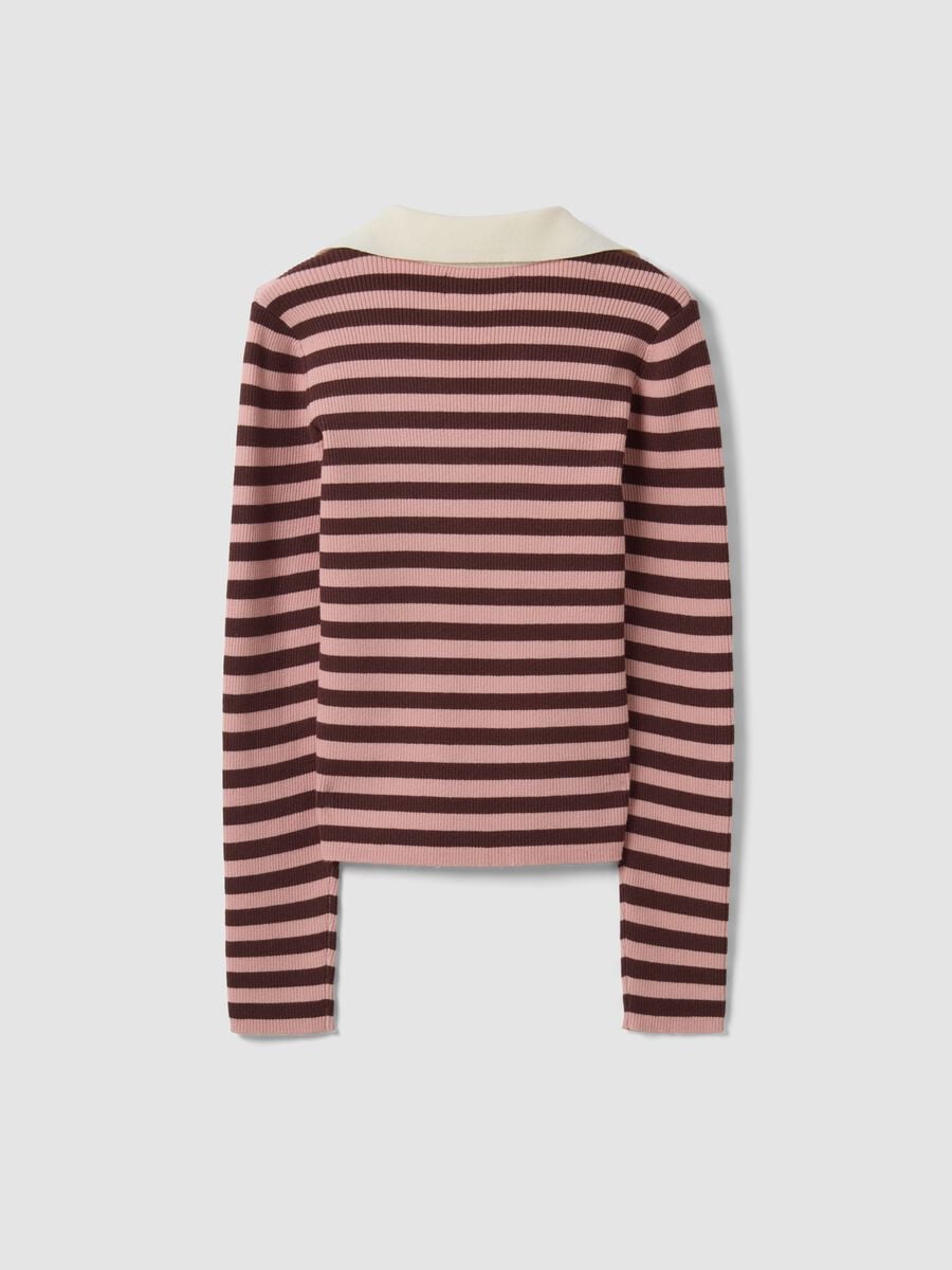Maglia multicolor a righe in misto viscosa colletto polo fitted_2