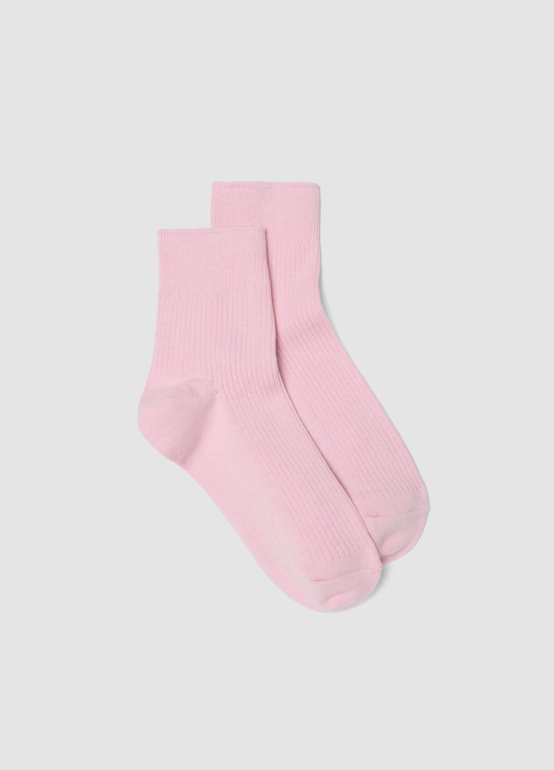 Pink ankle-length stretch cotton socks