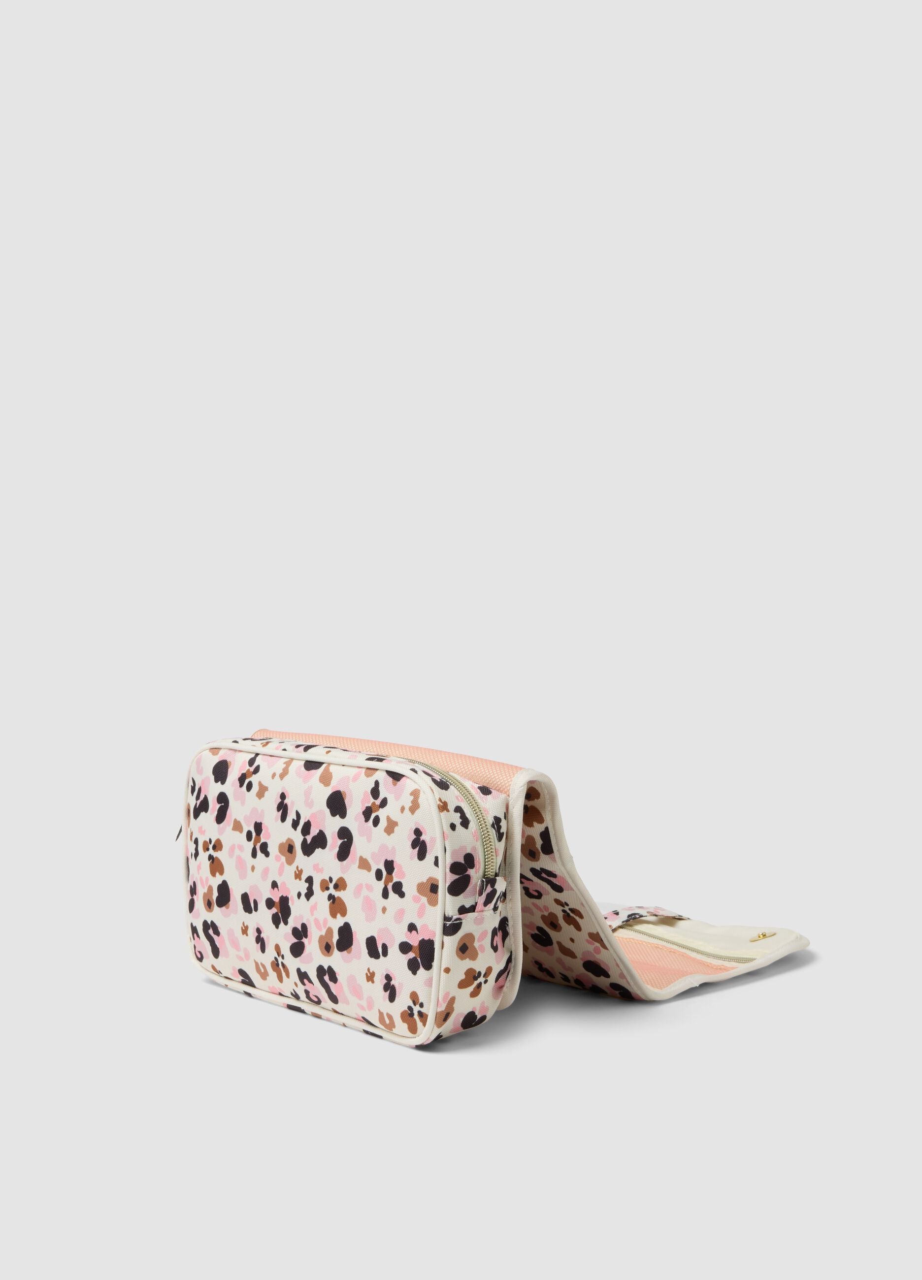 Necessaire branco com estampado animal
