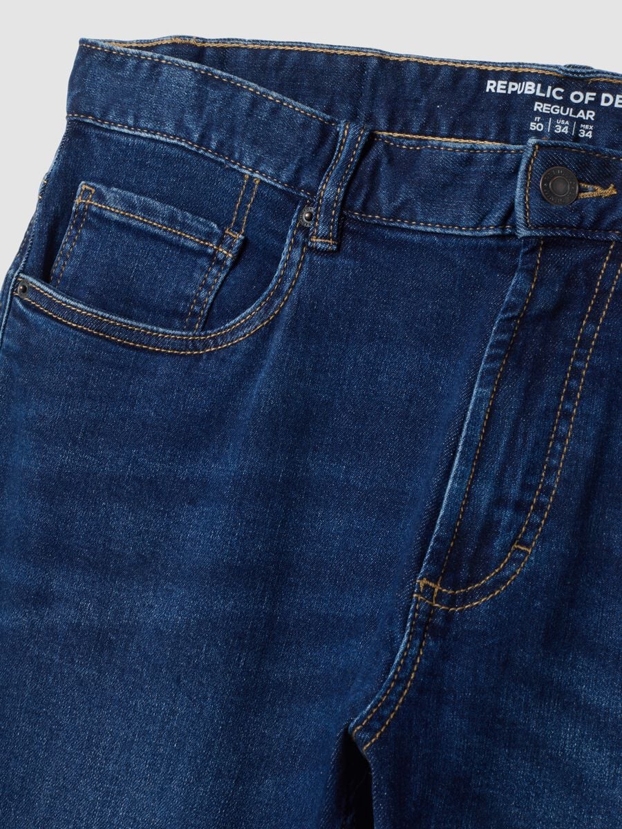 Jeans denim blu in cotone elasticizzato regular fit_1