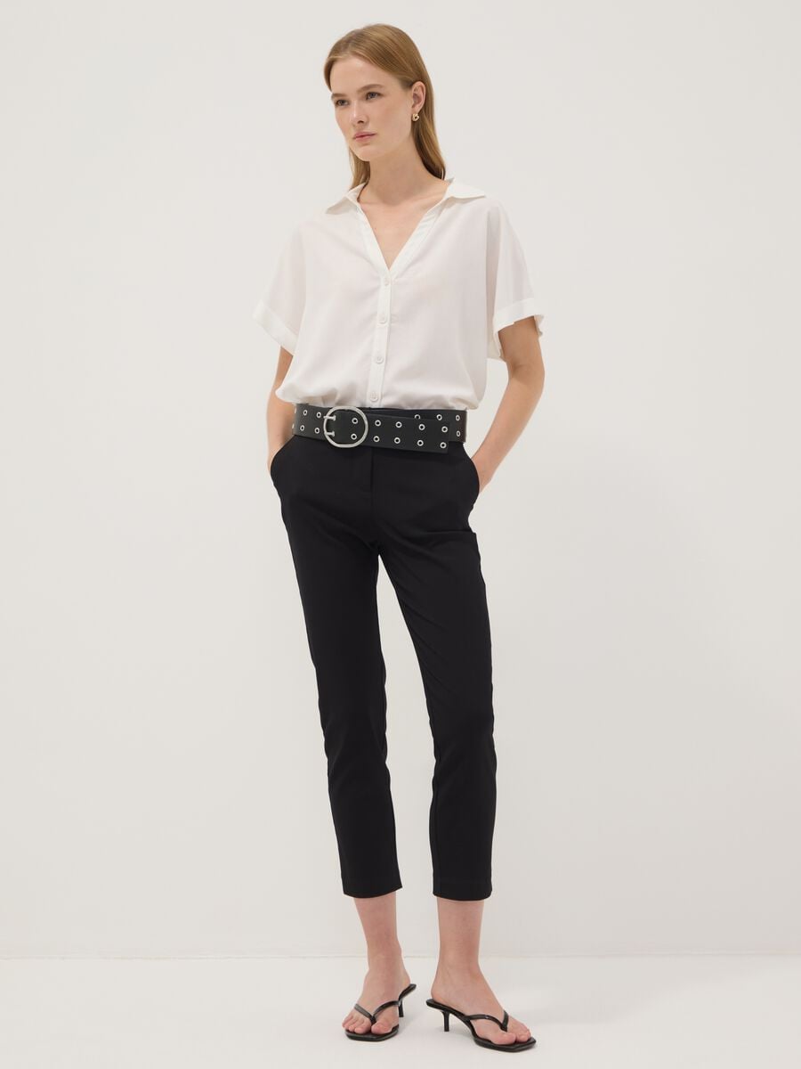 White pure viscose short-sleeve oversized shirt_2
