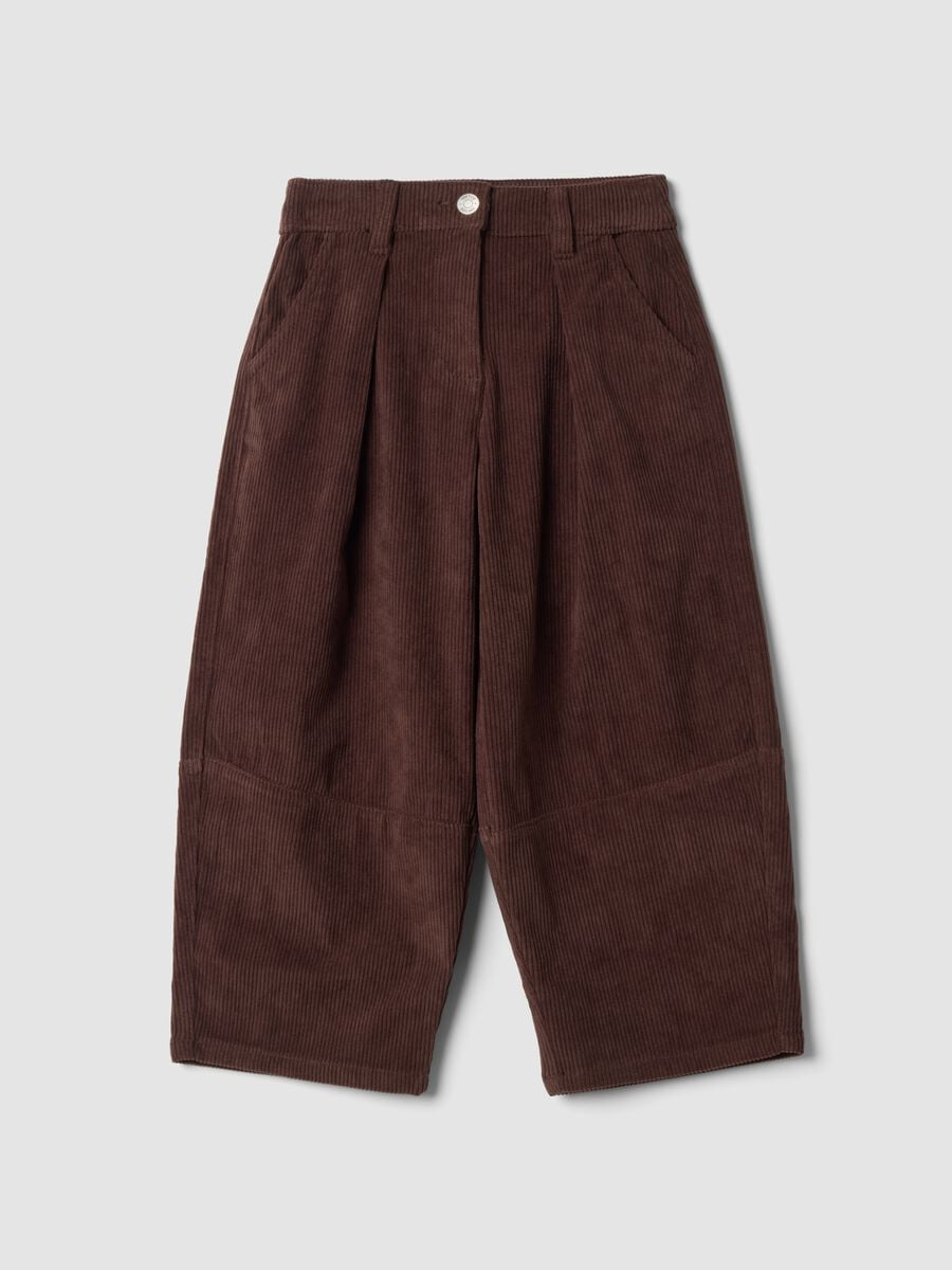 Braune Ripp-Wide-Leg-Hose_0