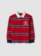 Polo rugby rossa in puro cotone a righe regular fit per bambino_0