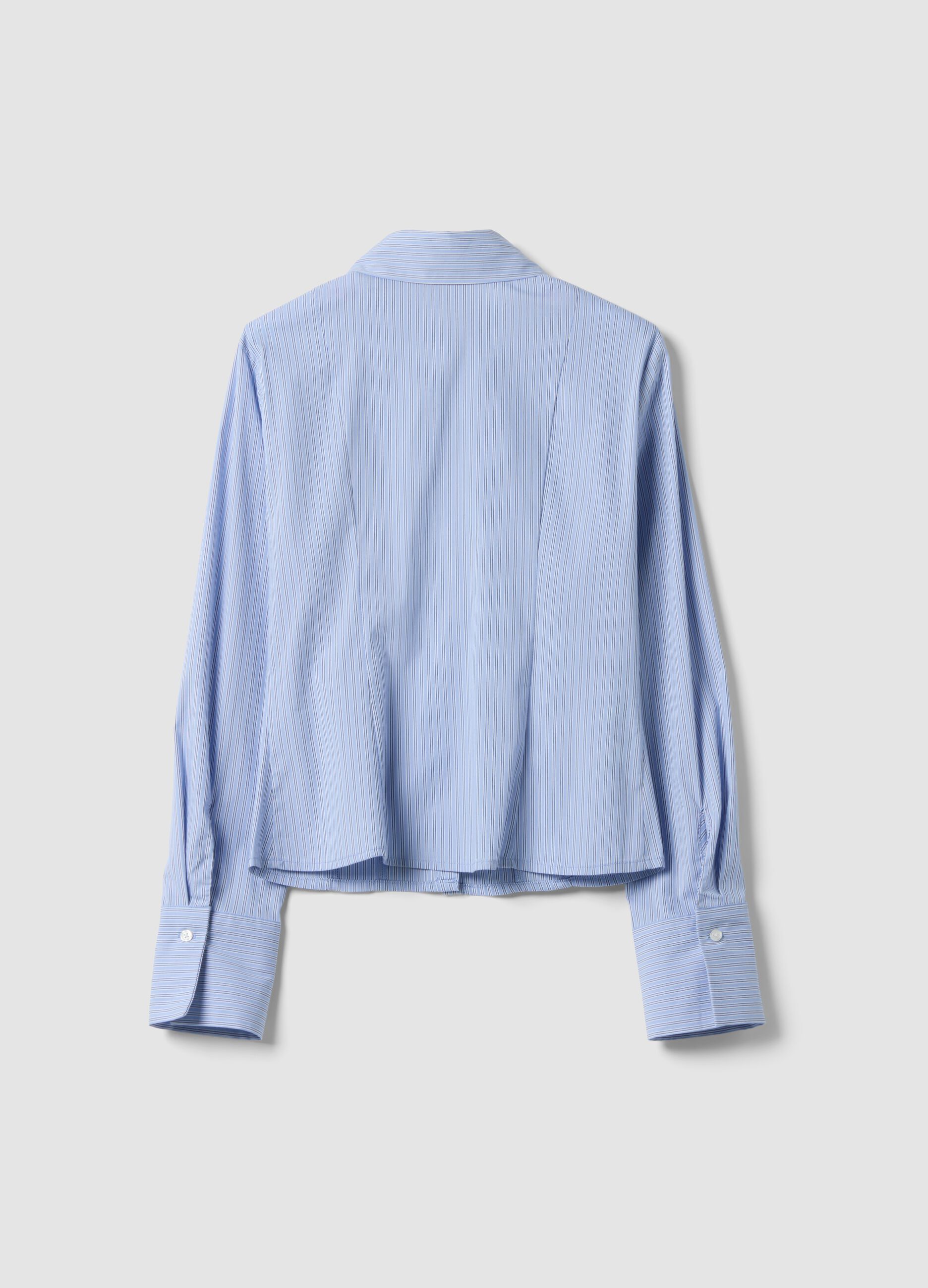 Blue striped slim-fit stretch cotton shirt