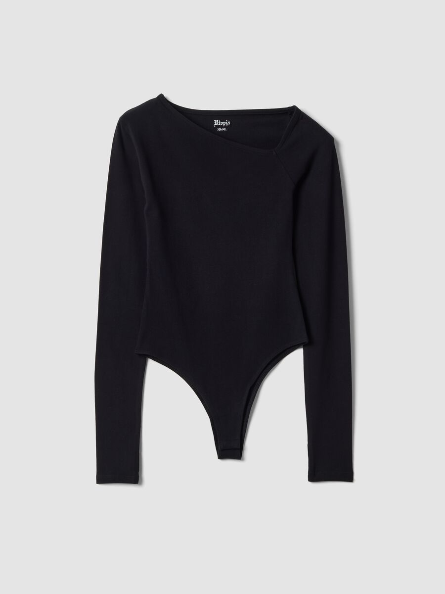 Asymmetrical Bodysuit Black_0
