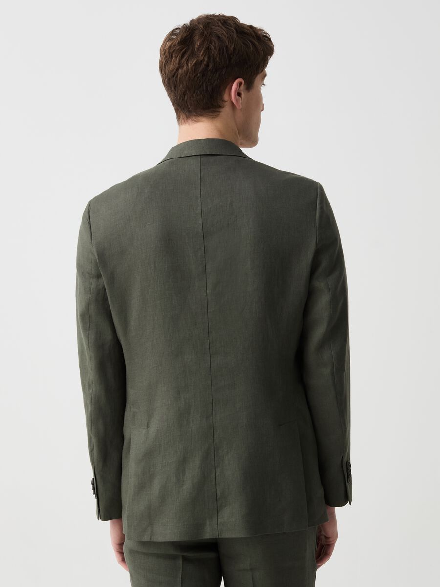 Slim-fit single-breasted blazer in solid colour linen_2