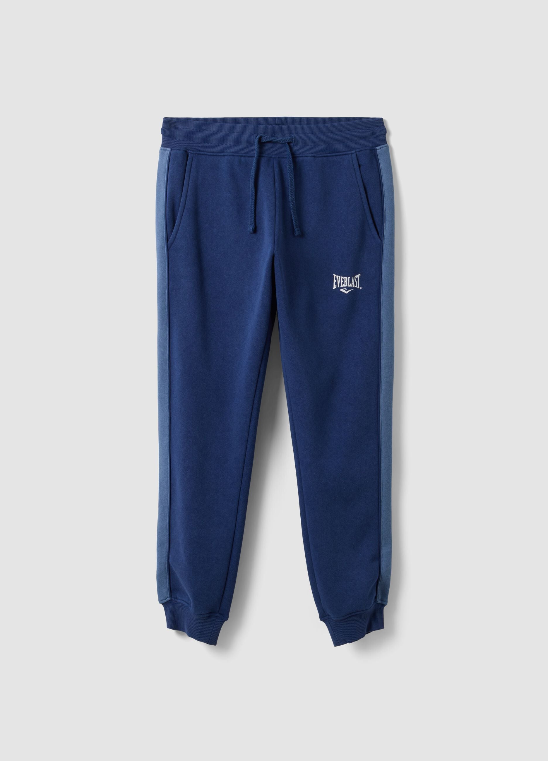 Blue cotton-blend joggers with print