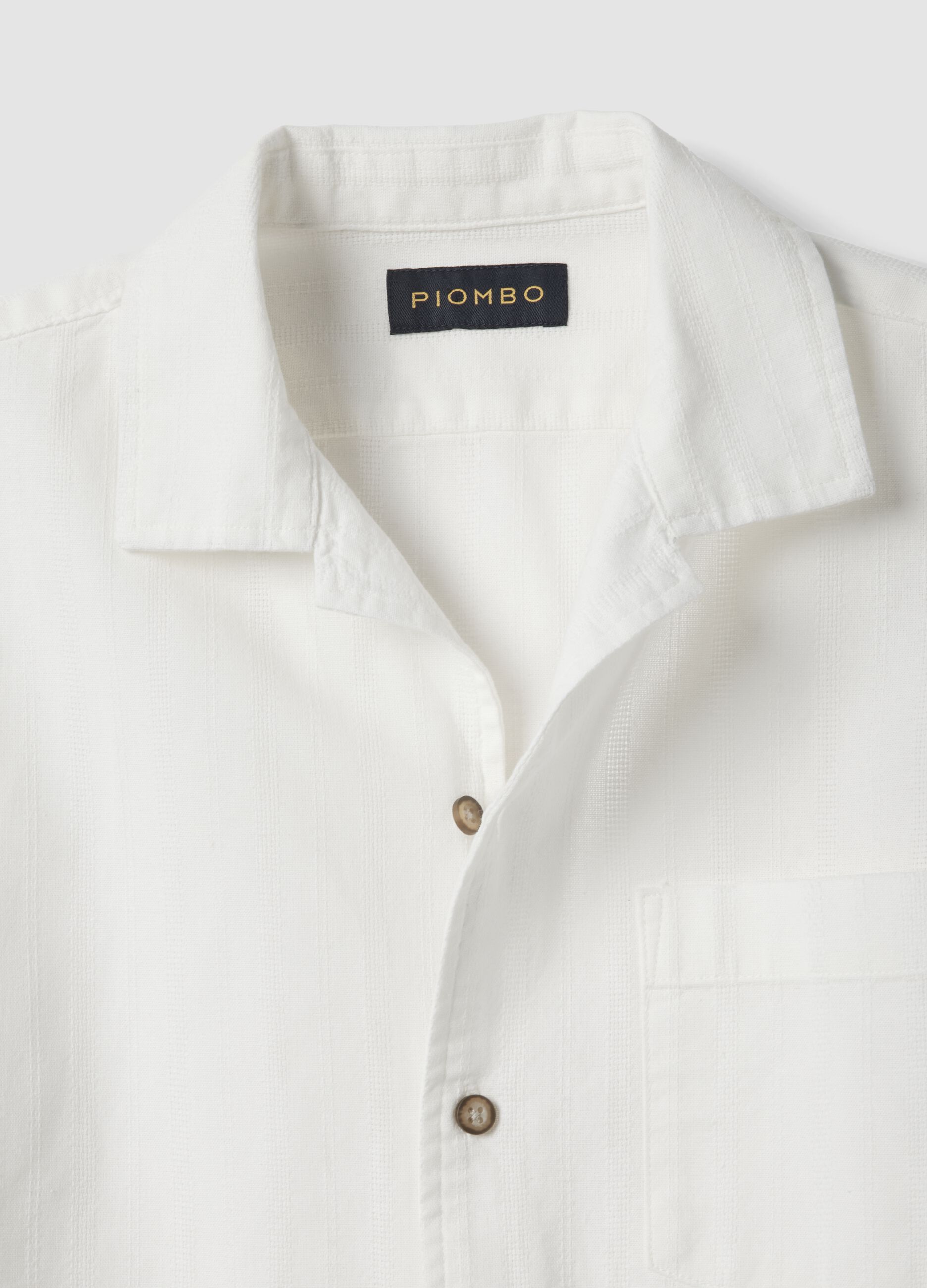 White regular-fit pure cotton shirt with stripes and chest pocket