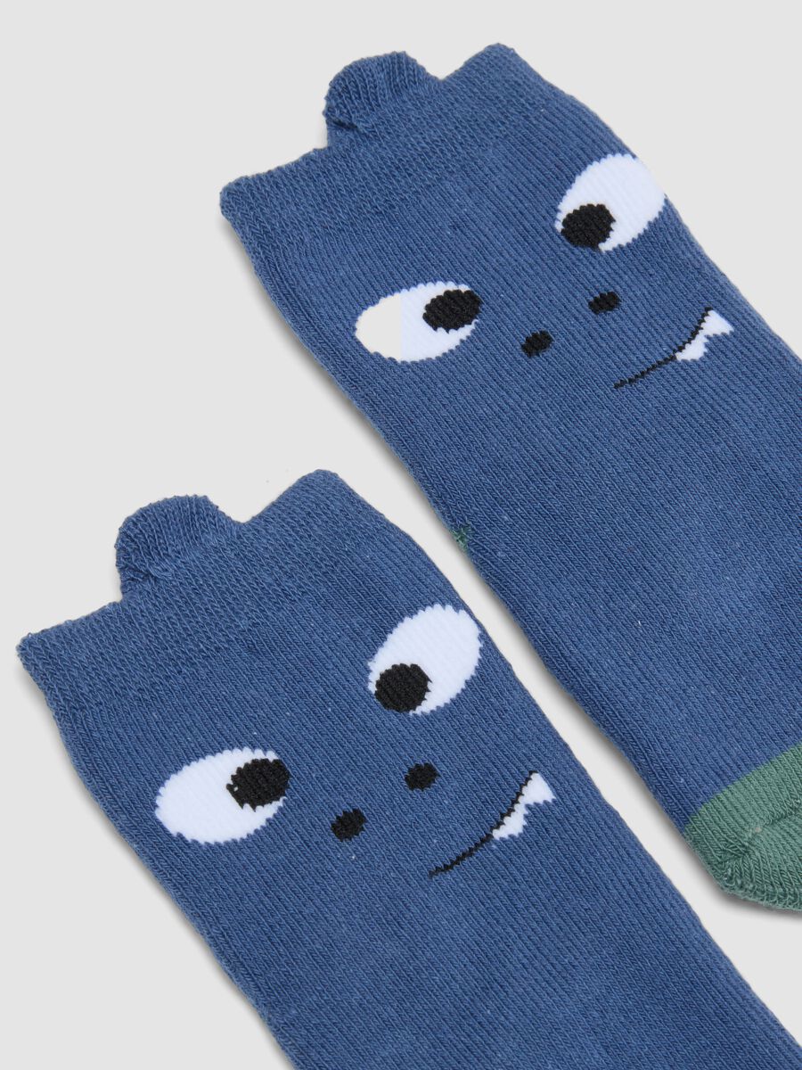 Lot de 2 chaussettes antid&eacute;rapantes multicolores en m&eacute;lange de coton bio_1