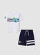 Weiss-blaues Set aus reiner Baumwolle mit T-Shirt und Shorts_0