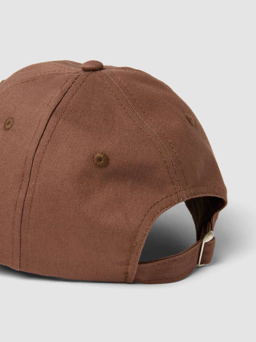 Brown pure cotton baseball cap with embroidered phrase_2