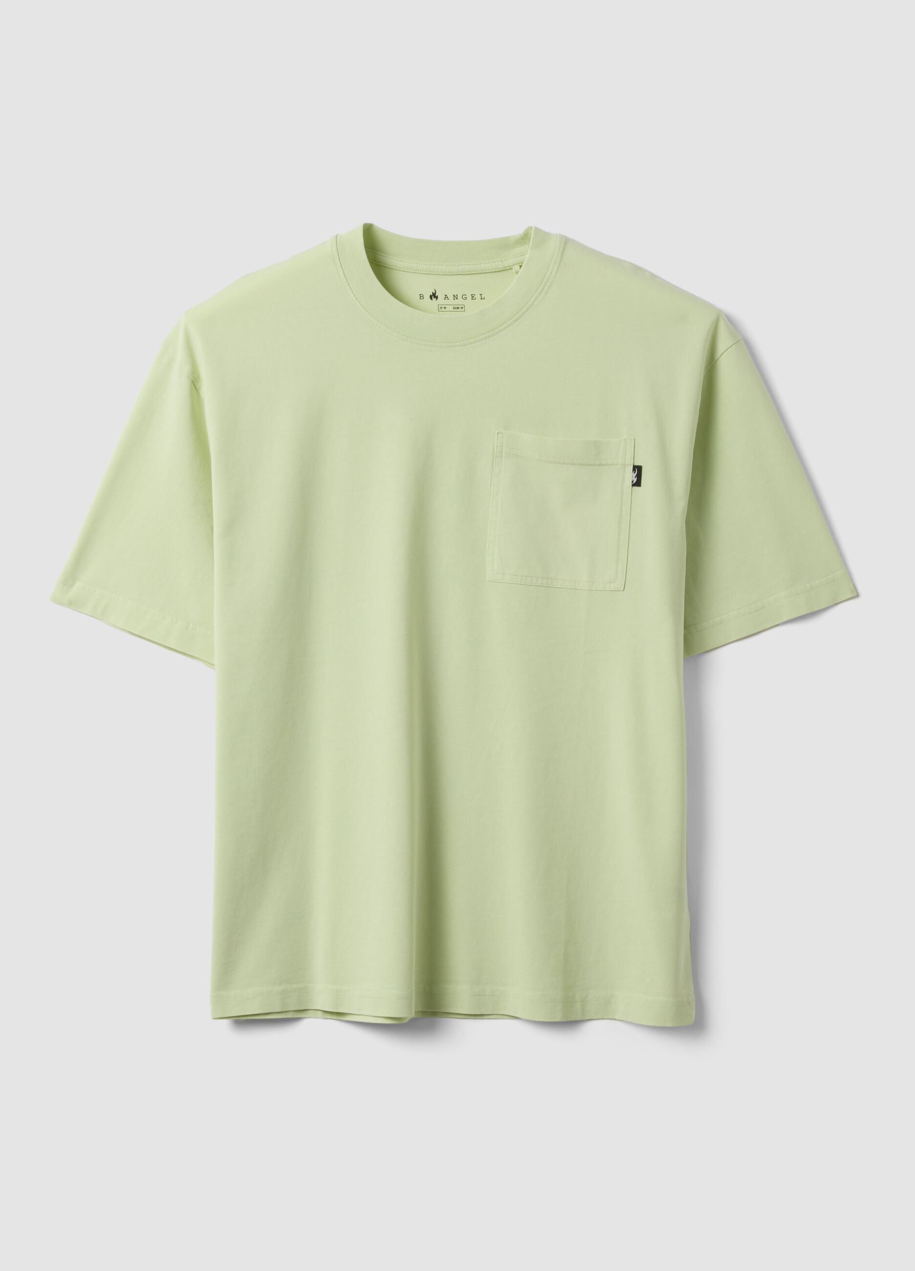 Green pure cotton T-shirt with chest pocket