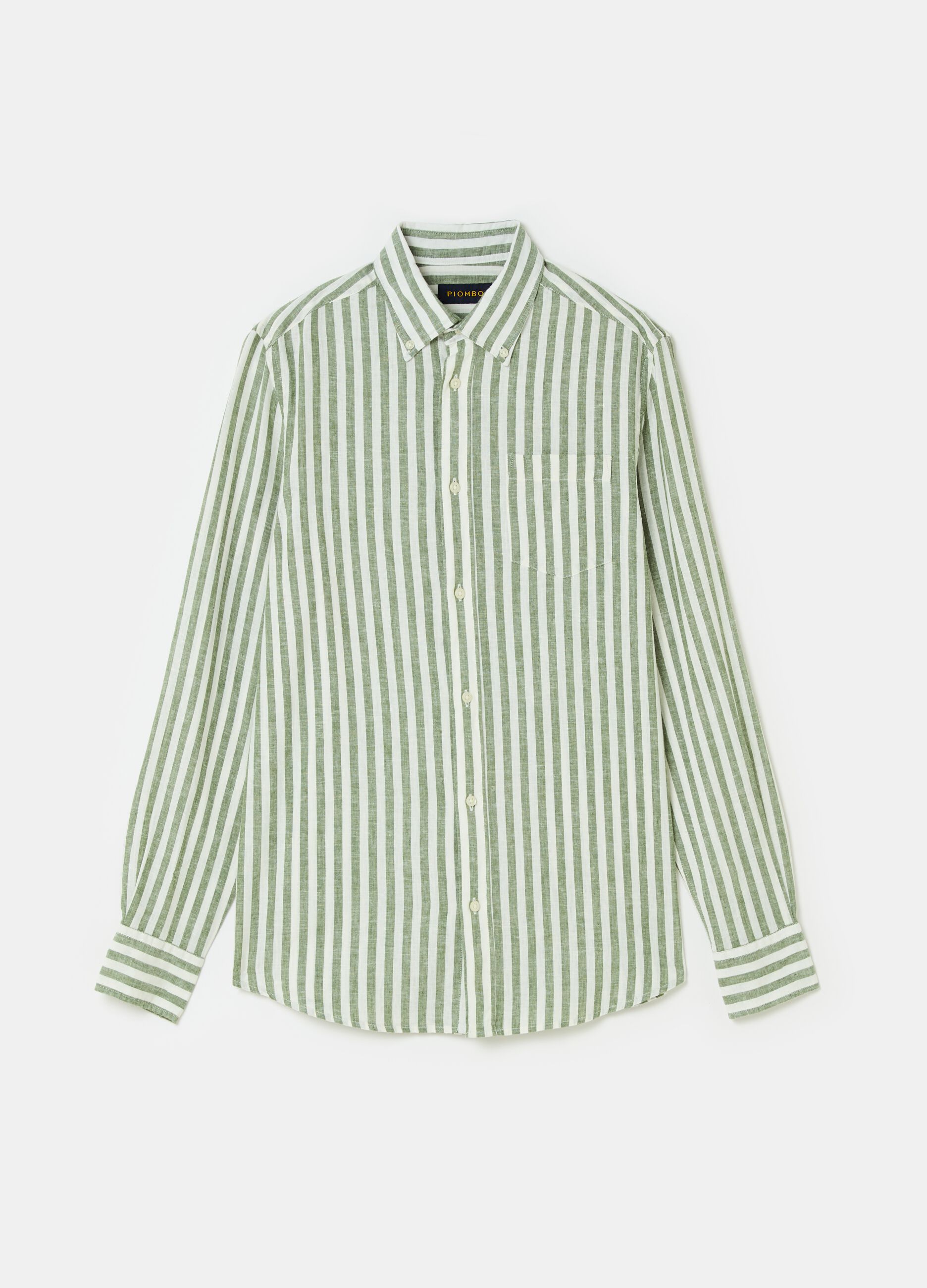 Regular-fit striped shirt in linen and cotton