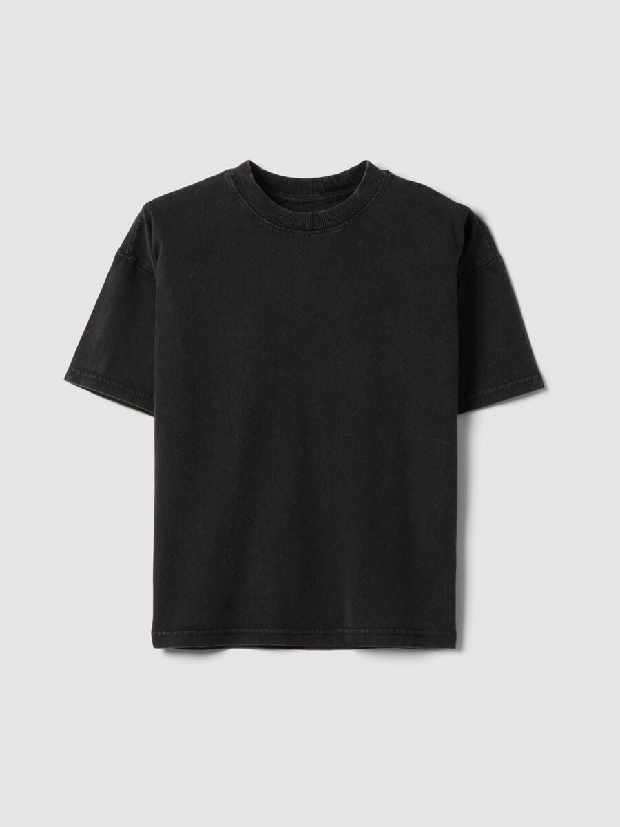 Boys&rsquo; black pure cotton short-sleeve T-shirt, oversized fit_3