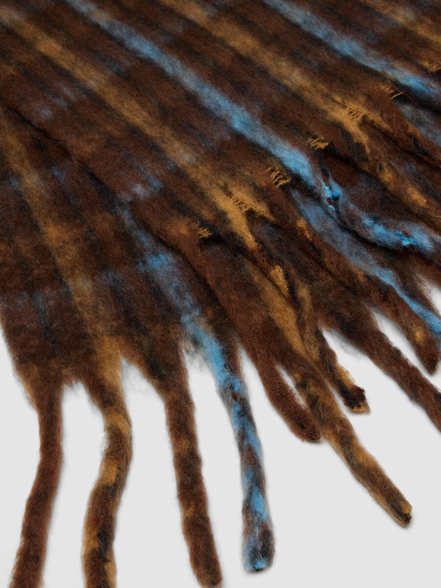 Brown checked scarf with fringes_2