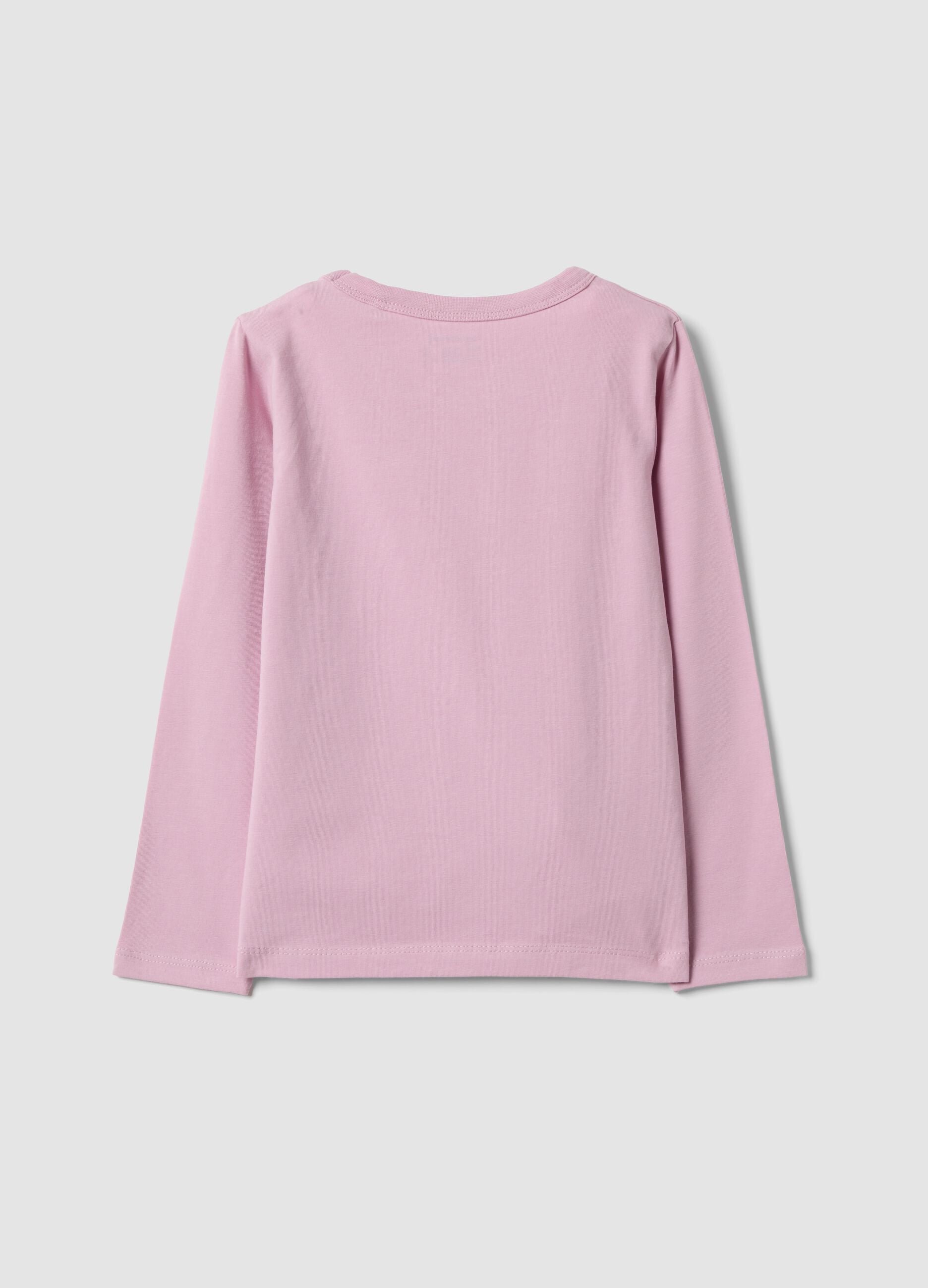 Rosa Langarm-T-Shirt aus Stretch-Baumwolle