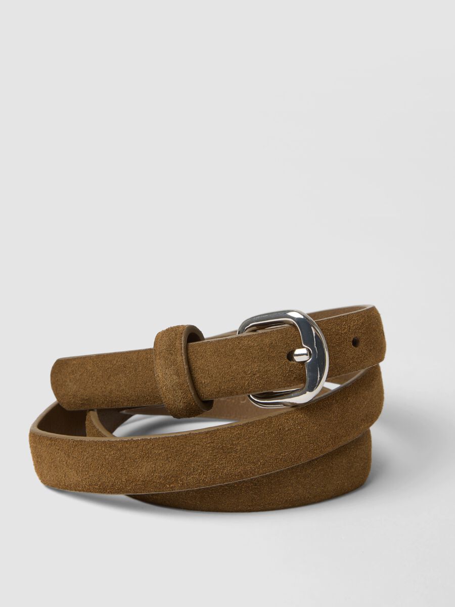 Slim brown genuine leather belt_3