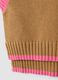 Gilet marrone in misto cotone con scollo a V e profilo a contrasto per bambina_3
