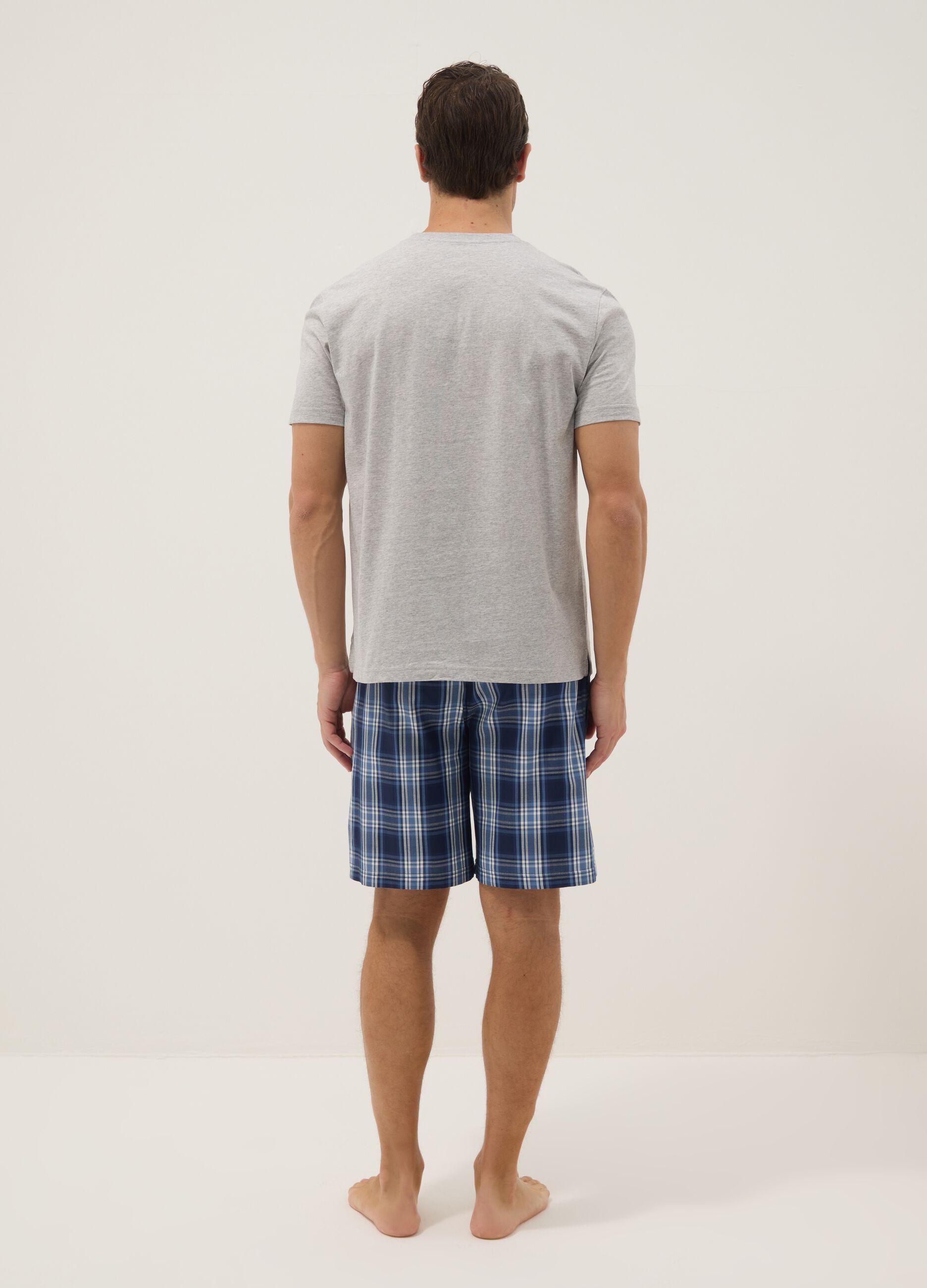 Pijama corto multicolor en algod&oacute;n puro de ajuste regular