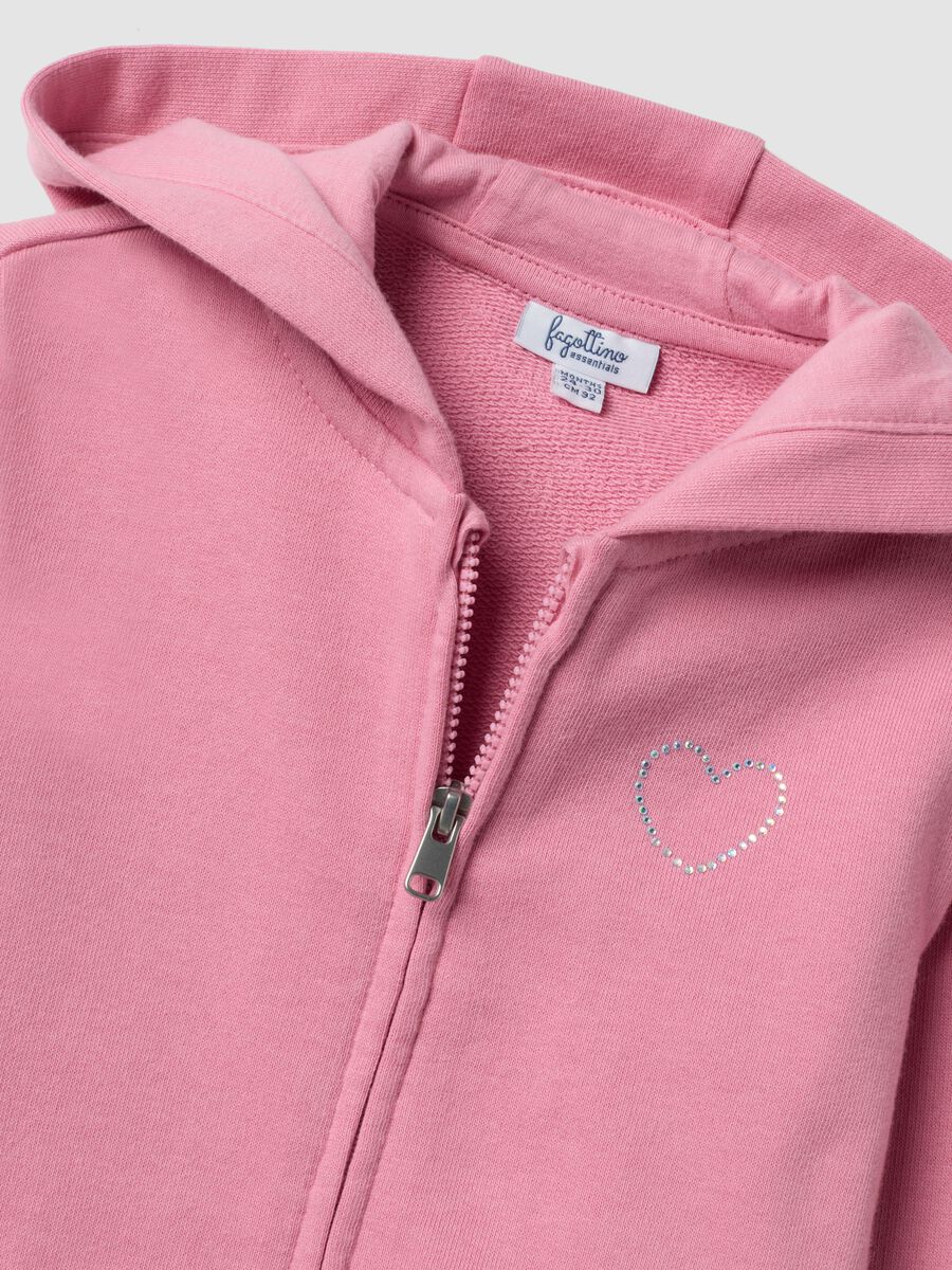 Pink hooded sweatshirt in pure organic cotton with star, regular fit, for baby girl_2