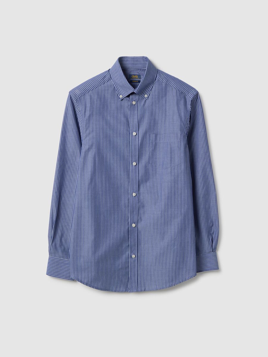 Bunt gestreiftes Baumwollmischgewebe Hemd, normale Passform_4