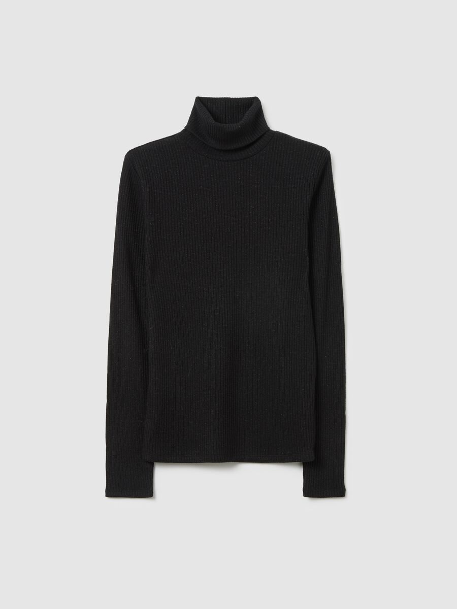 Black striped crew neck long sleeve regular fit top_4