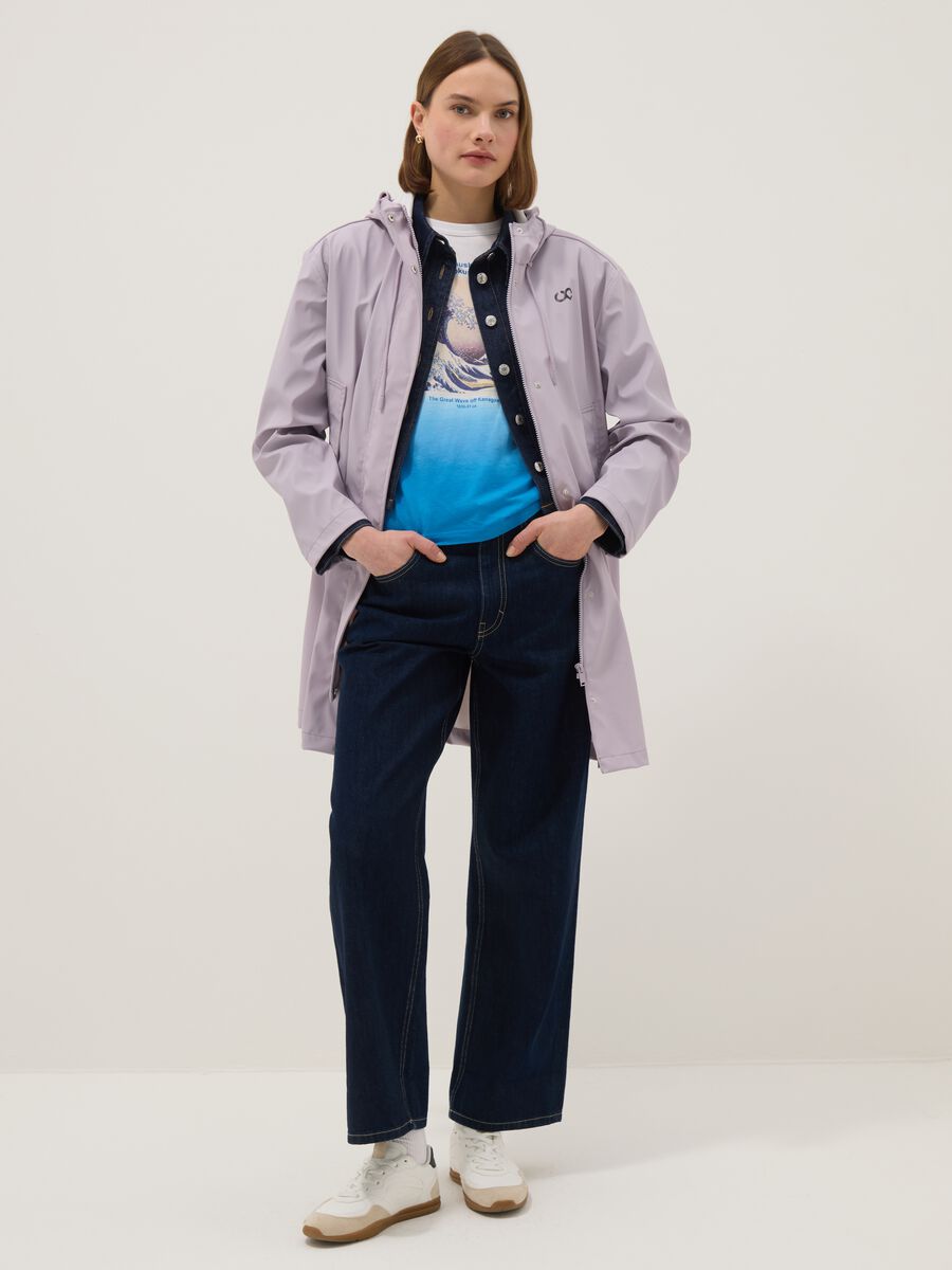 Purple waterproof hooded jacket with regular fit_0